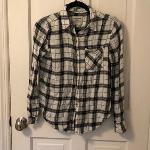 White and black Abercrombie and Fitch flannel